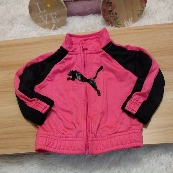 Puma Pink and Black Track Jacket Baby Girl 3-6 Months - Picture 1 of 8